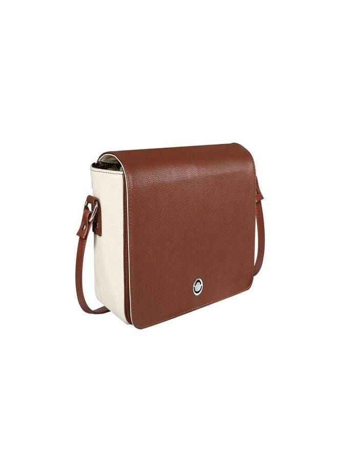 أوماكس حقيبة صغيرة أنيقة من الجلد الطبيعي للنساء من OMAX، متعددة الألوان، بلون بيج متباين، مزودة بإغلاق بمشبك - FL20 (تان) - Image 3